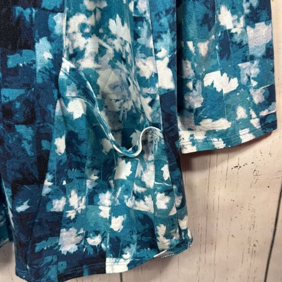 J Jill Pure Jill Cotton Stretch Pocket Blue White Long Sleeve A Line Top Size XL - Picture 9 of 14